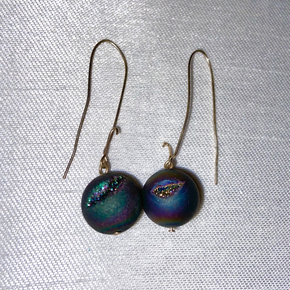Wired Earrings with Galaxy Glitter Ball